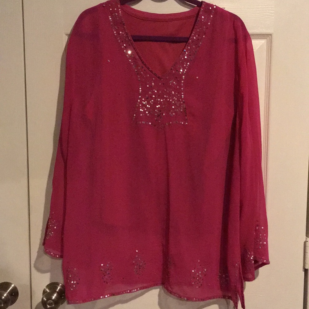 Sequin detail blouse with matching liner tank.