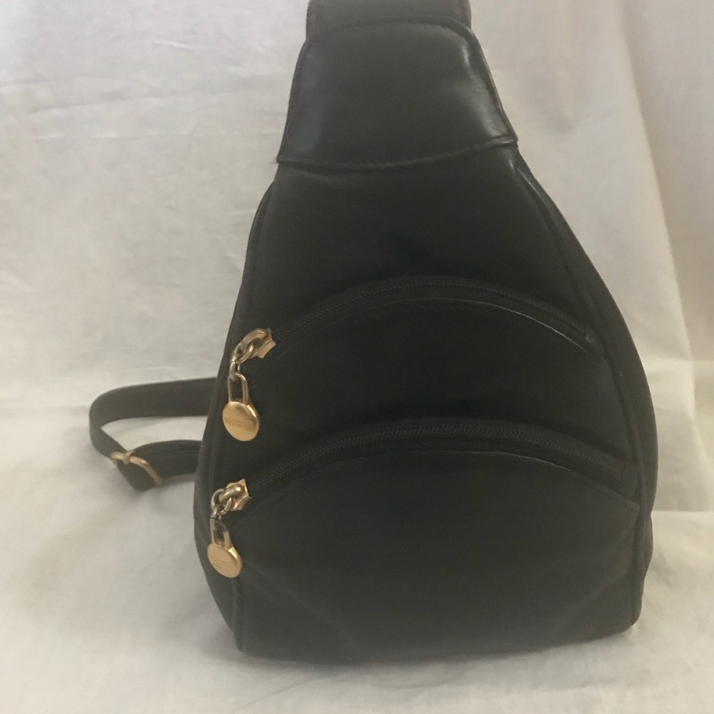 Black Bridge pleather one strap backpack