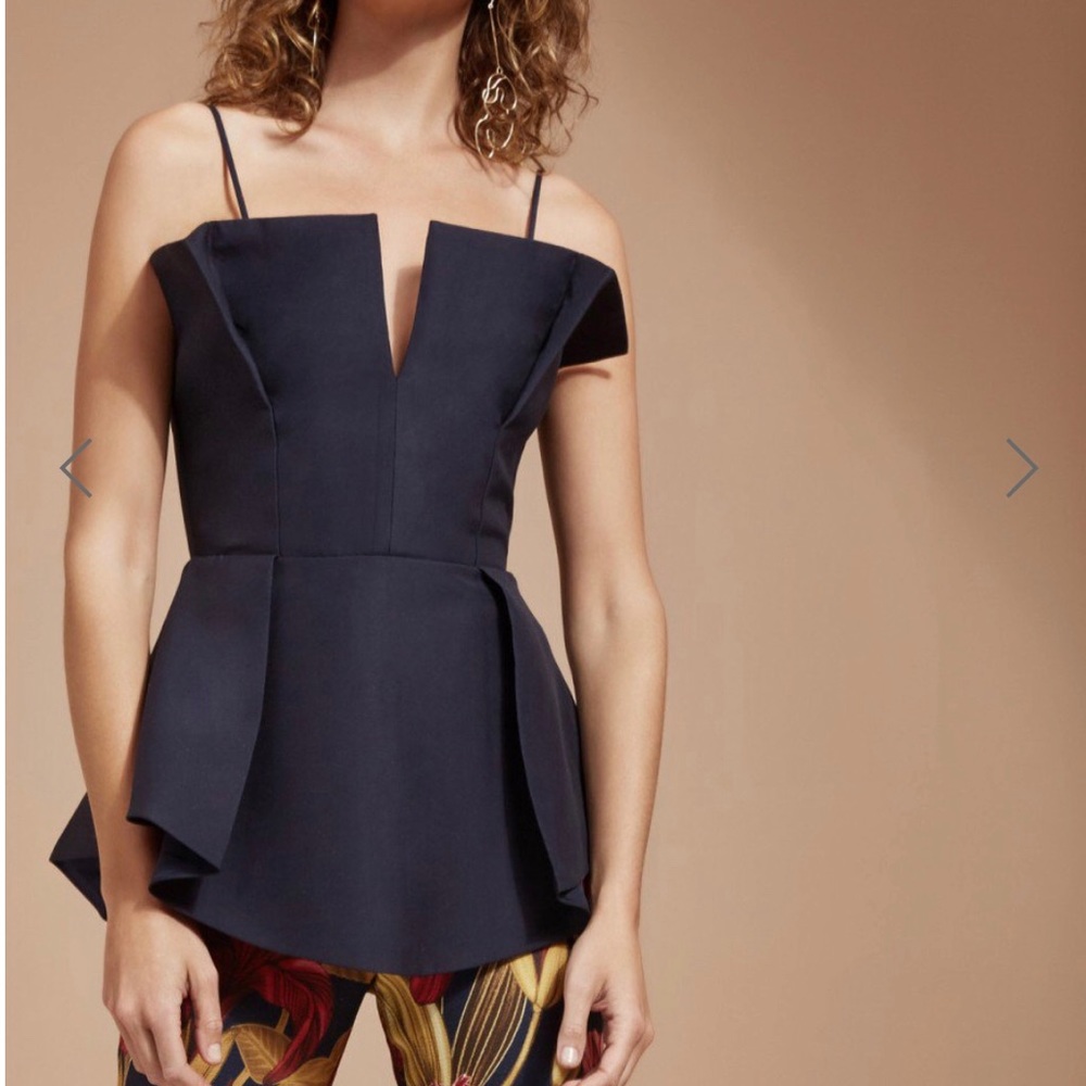 C/MEO collective conduit peplum top in Navy