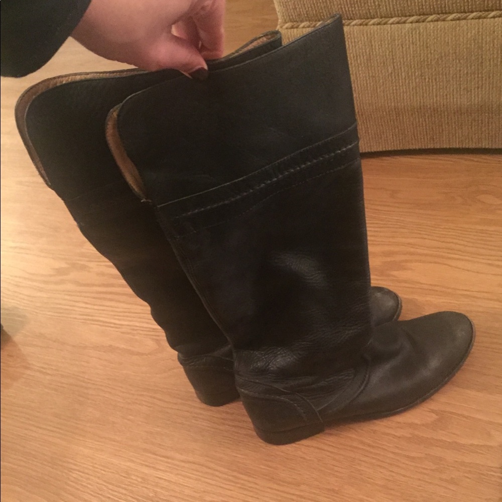 Black Tall Frye Leather Boots