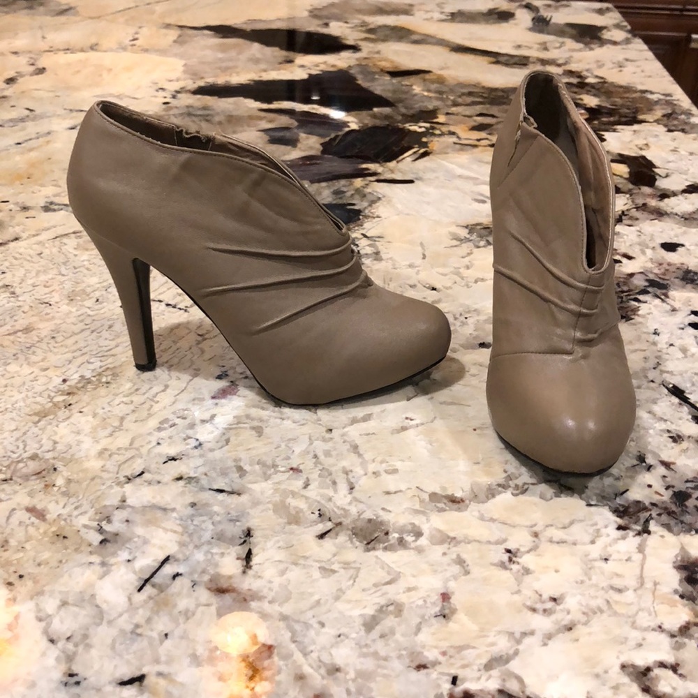 High heel tan ankle boots