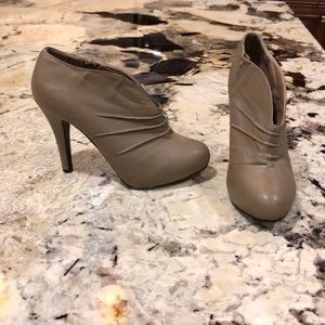 High heel tan ankle boots