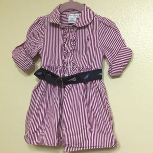 Burgundy and white striped dress!