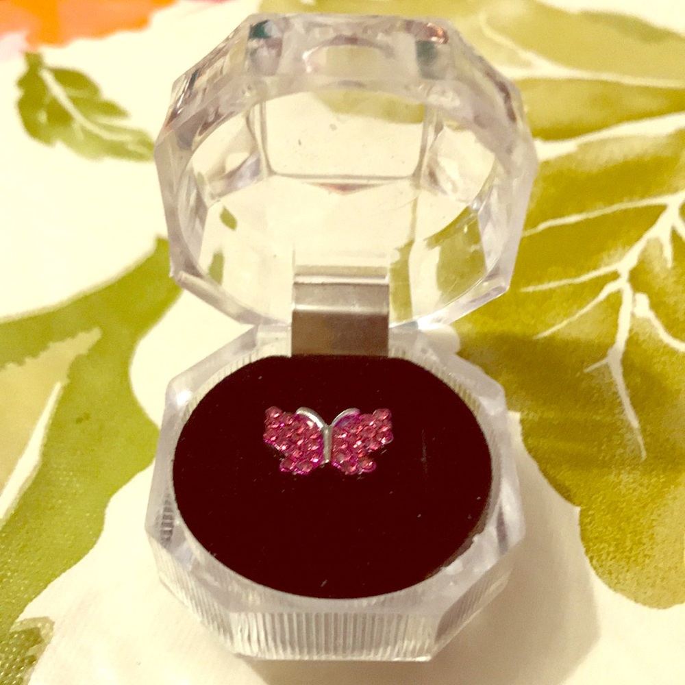 Pink butterfly cell phone charm