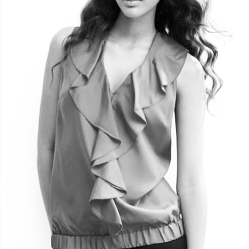 Banana Republic 100% silk cascade ruffle shell-top