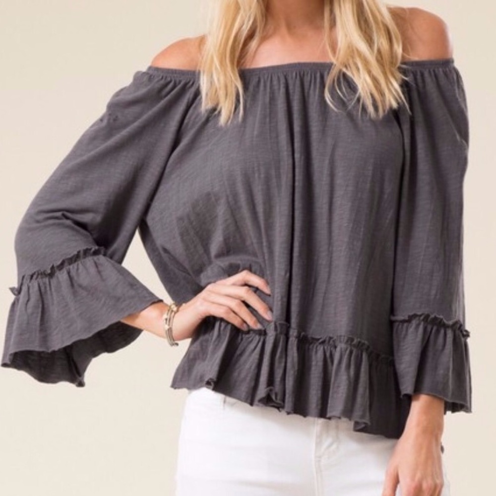 OFF THE SHOULDER COTTON RUFFLE TOP