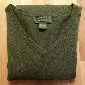 Olive green Eddie Bauer cashmere cotton sweater