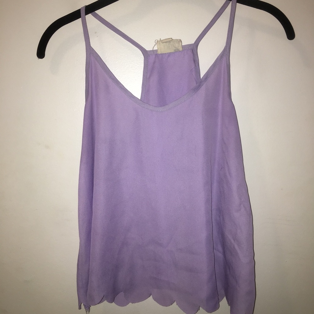 Lavender Split Back Scallop Cami