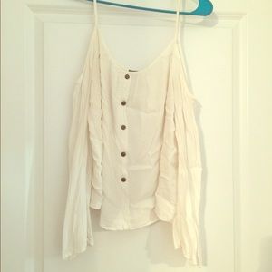 White cold shoulder top