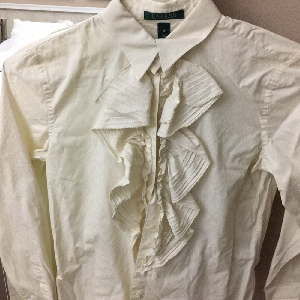 Ralph Lauren CREAM RUFFLE SHIRT BLOUSE