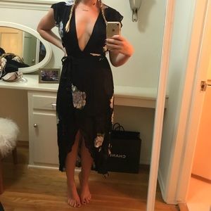 Reformation floral wrap dress