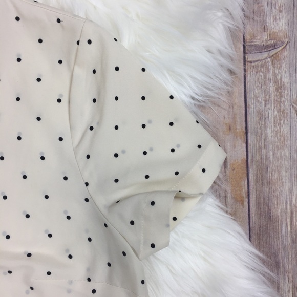 Merona | Cream Short Sleeve Polka Dot Blouse S - Picture 3 of 8