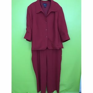 Chapter One Maroon 2 pc Set jacket 24 Suit Pant 26