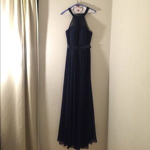 Navy blue halter bridesmaid or formal dress