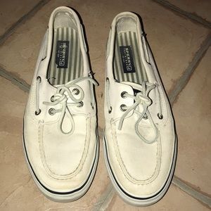 White men’s Sperry top-sider boat shoes