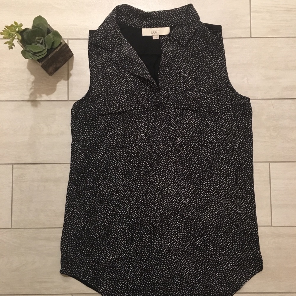 Loft Navy and White polka dotted tank top.