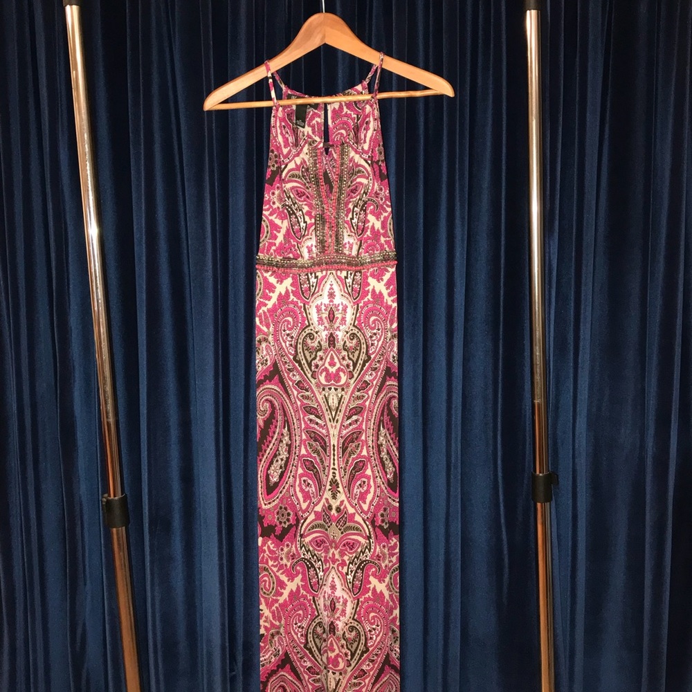 INC Fuchsia Beaded Long Dress