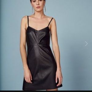 REFORMATION: REAL leather black dress