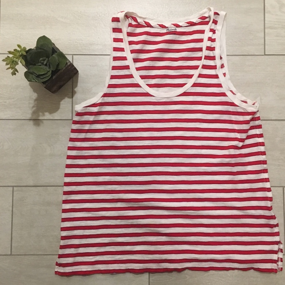 Madewell red and white striped tank top.