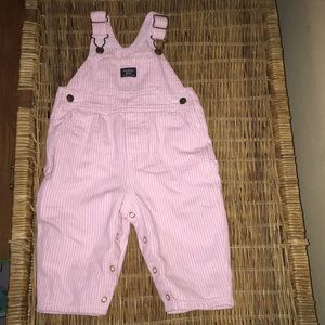 Oshkosh pink striped overalls 12 mo