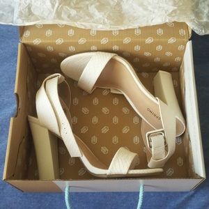 New in box white ankle strap heels!