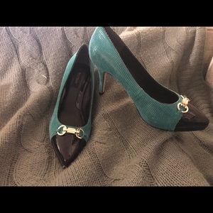 White House Black Market teal high heels