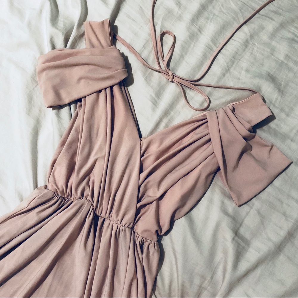 Beautiful dusty rose maxi dress with side slit
