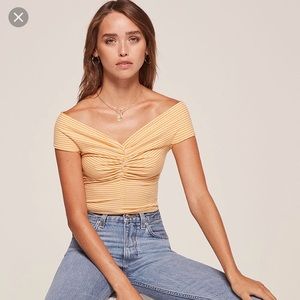 REFORMATION: Tight fitting, off-the-shoulder top