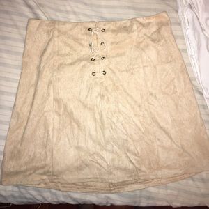 Suede lace up skirt!