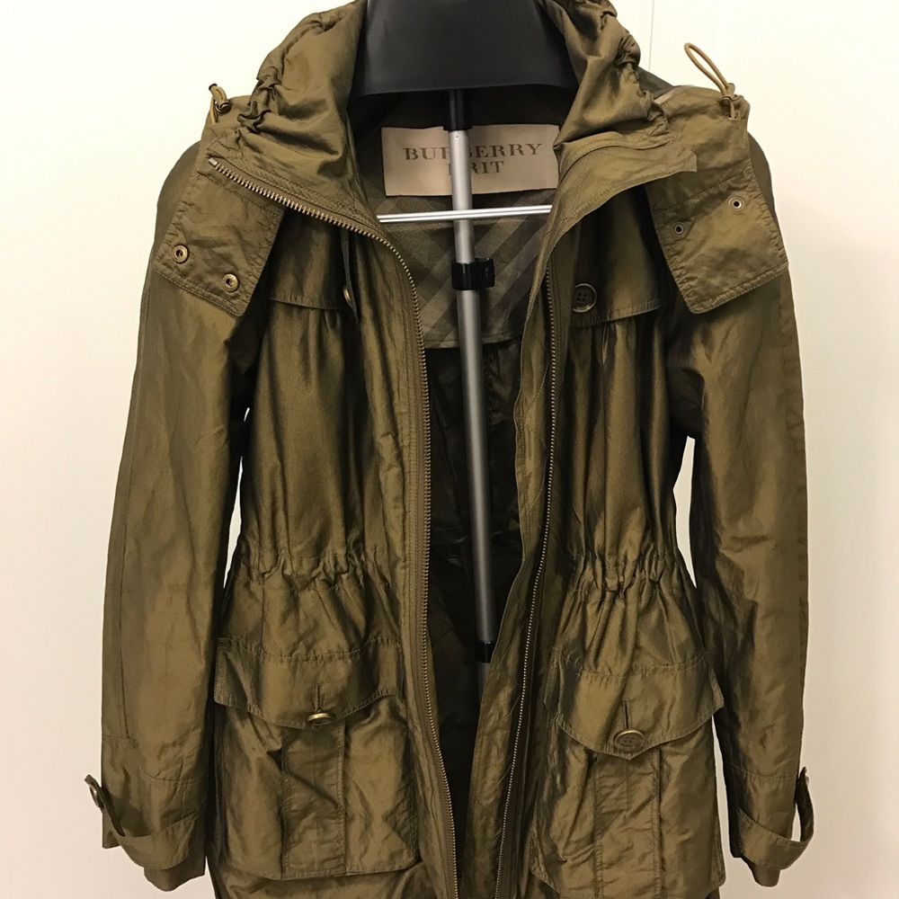 Olive green Burberry Brit jacket