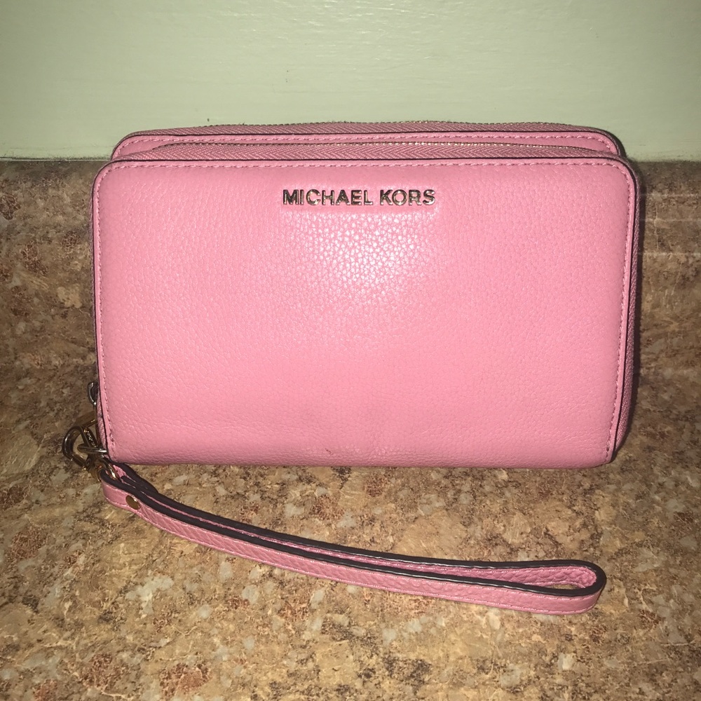 Michael Kors Pink Wallet Double Zipper