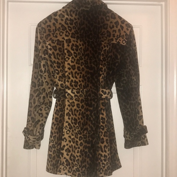 EUC leopard print trench all weather coat Sz M - Picture 3 of 7