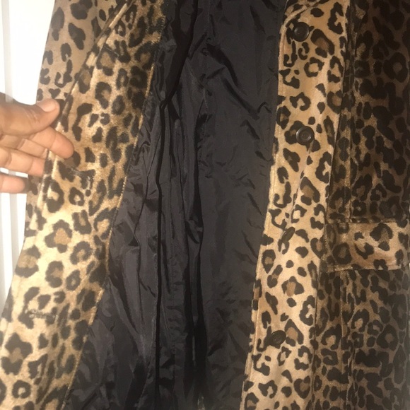 EUC leopard print trench all weather coat Sz M - Picture 6 of 7