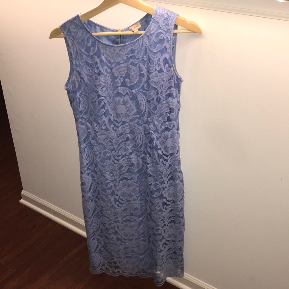 midi light blue lace floral dress