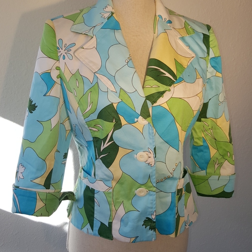 John Paul Richards Blazer sz 8 blue floral