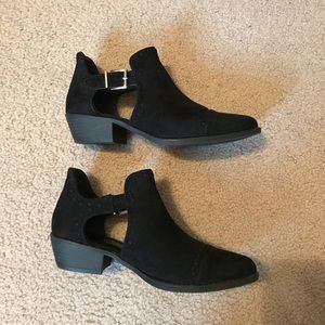 Black cut out ankle booties