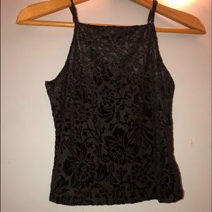 NEW Black velvet floral tank