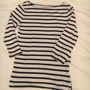 3/4 sleeve striped shirt with side zippers
