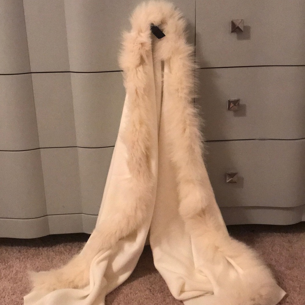 Andrienne Landau White Fox trimmed wrap