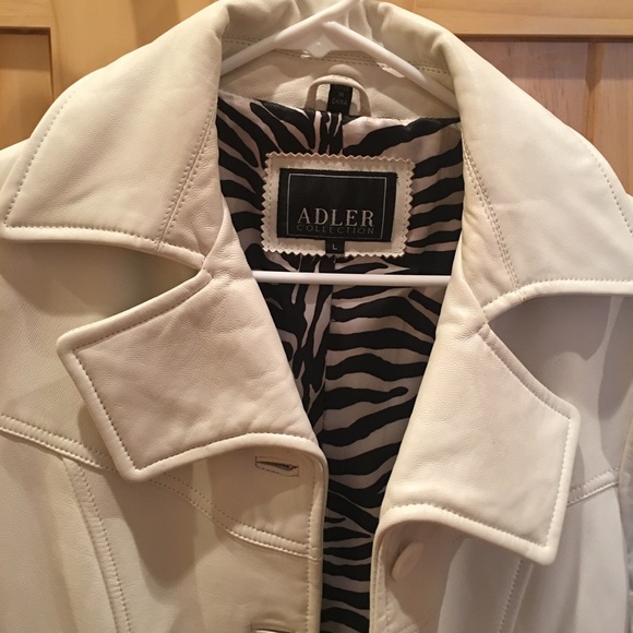 White Leather Jacket with zebra lining - Picture 2 of 3