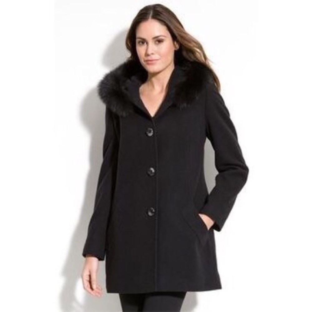 Sachi Fur Collar Wool Peacoat NWOT