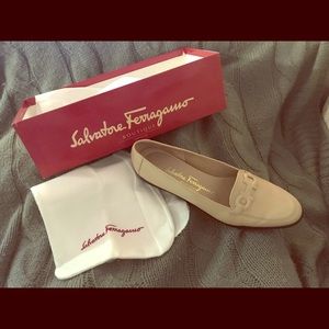 Cream colored Salvatore Ferragamo loafers