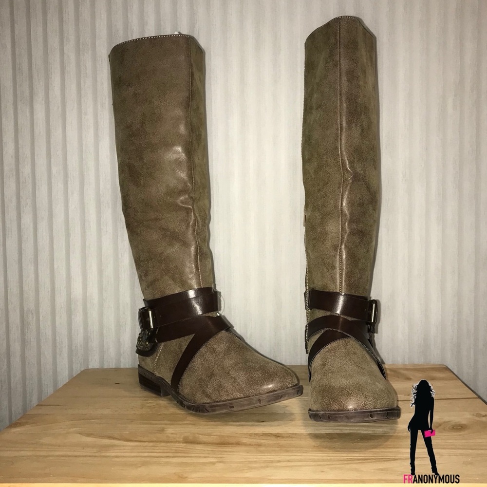 Taupe Leather Boots 6 - Picture 3 of 6