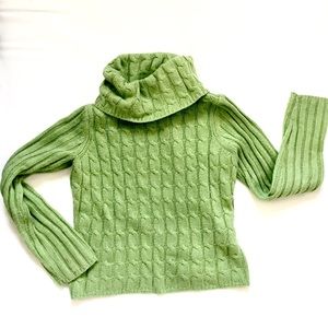 Soft Cable Knit Cowl Neck Sweater, Spring Green, M