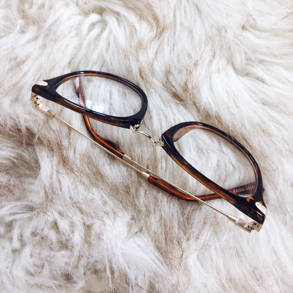 NEW Tortoise + Gold Clear Glasses // Boho // Work - Picture 4 of 5