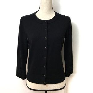 {Kate Spade} Black Wool Bow Sleeve Cardigan Medium
