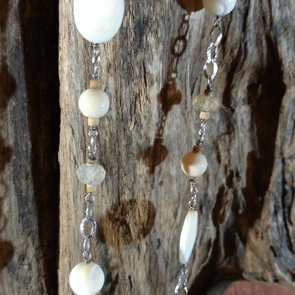 Silpada Necklace with Carved Mother of Pearl