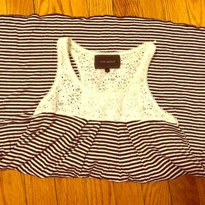Black and white striped dress with lace top