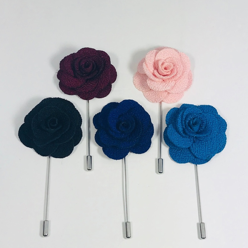 Men lapel pins of flowers lot - 5 colors