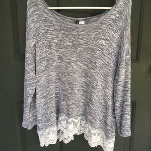 🚨3 for 10🚨H&M Heather grey/blue top with lace